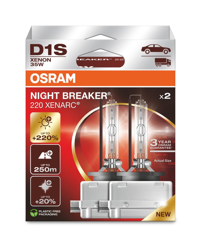Osram Xenarc Night Breaker 220, D1S, 220% More Brightness, Xenon Headlight Bulb, 66140XN2-2HB, Folding Box (2 Lamps) - Image 5