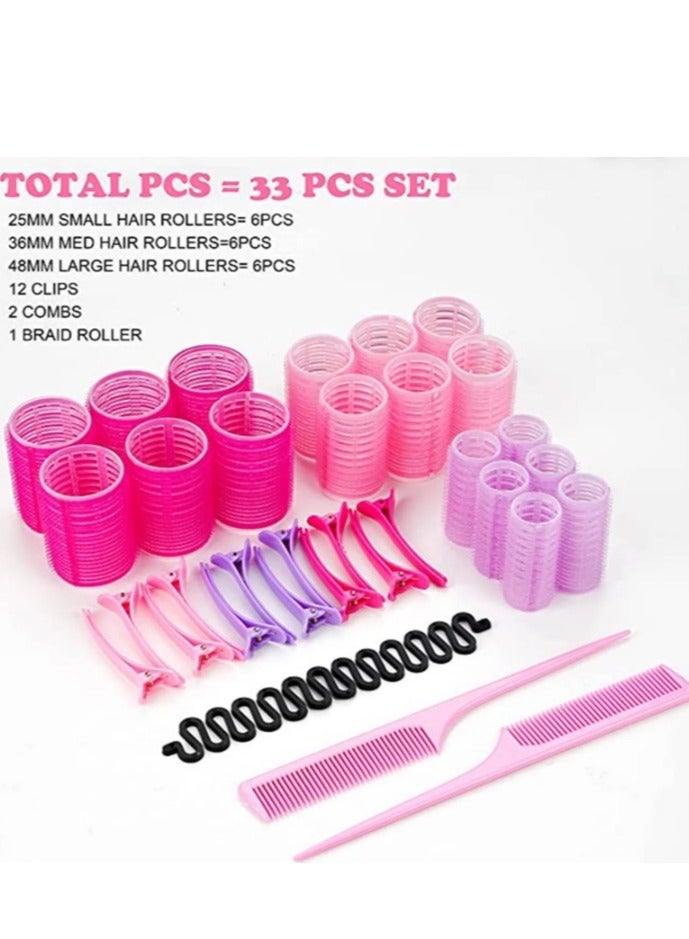 Generic 33 Pcs Fluffy Hair Clips Set DIY Heatless Curler Stylish Reusable for Hair Styling Accessories - Image 3
