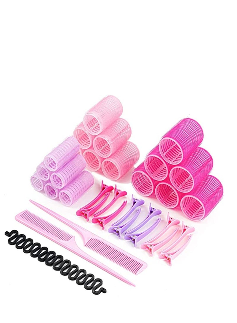 Generic 33 Pcs Fluffy Hair Clips Set DIY Heatless Curler Stylish Reusable for Hair Styling Accessories - Image 1