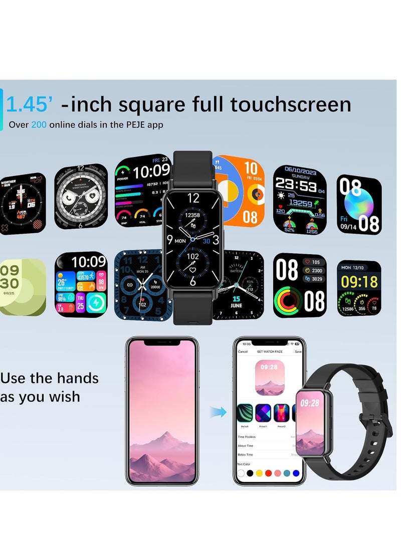 PEJE PEJE Smartwatch,Smart Watch for Men(Answer/Make Calls)1.45” HD Display,120+ Sport Modes,IP68 Waterproof Fitness Watch, with SpO2/Heart Rate/Sleep Monitor,Smartwatch Compatible Android iOS (black) - Image 4