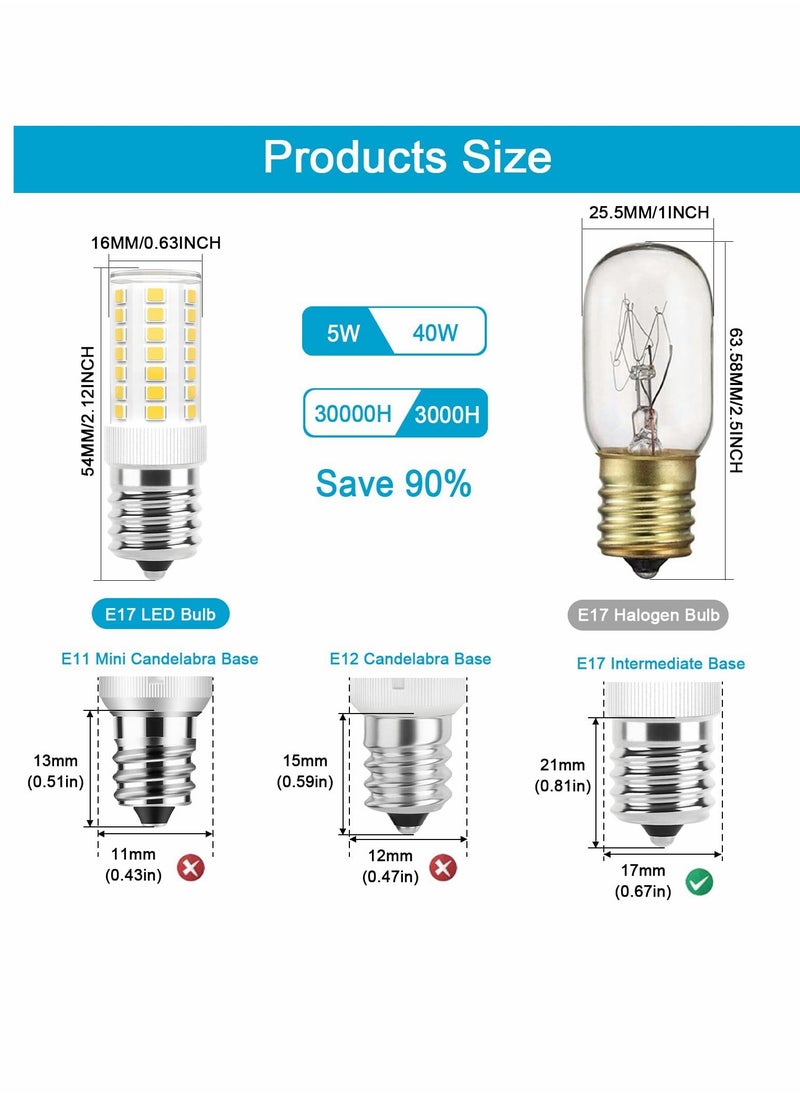 KASTWAVE E17 LED Bulb, Small Screw LED Bulb, Refrigerator Light, Dimmable 5W Microwave Microwave Bulb, Daylight White 6000K, Suitable for Microwave, 2 Pack  - Image 3