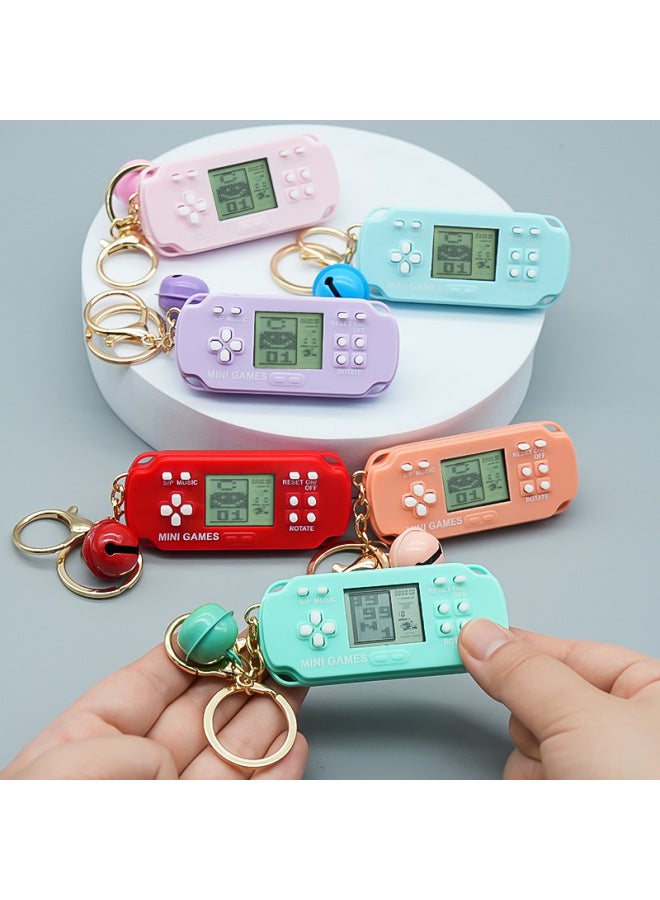 Pocket Mini PSP Video Game Machine Tetris Nostalgic Decompression Fun Small Toy Keychain Hanging Ornaments-Color:Maca Powder Keychain + Bell  - Image 3