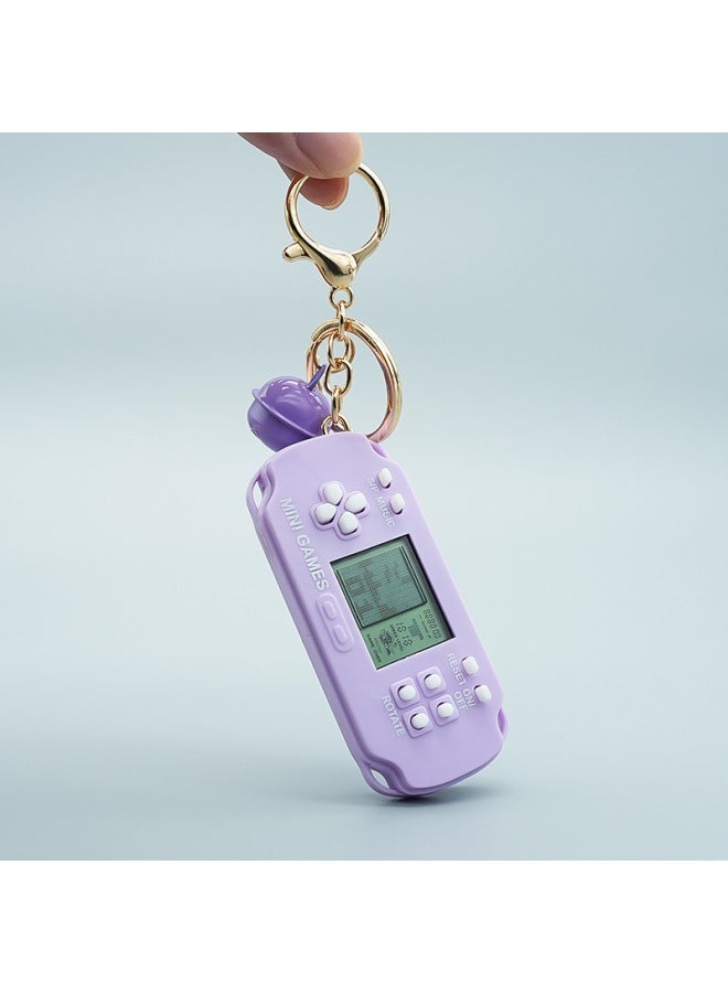 Pocket Mini PSP Video Game Machine Tetris Nostalgic Decompression Fun Small Toy Keychain Hanging Ornaments-Color:Maca Powder Keychain + Bell  - Image 4