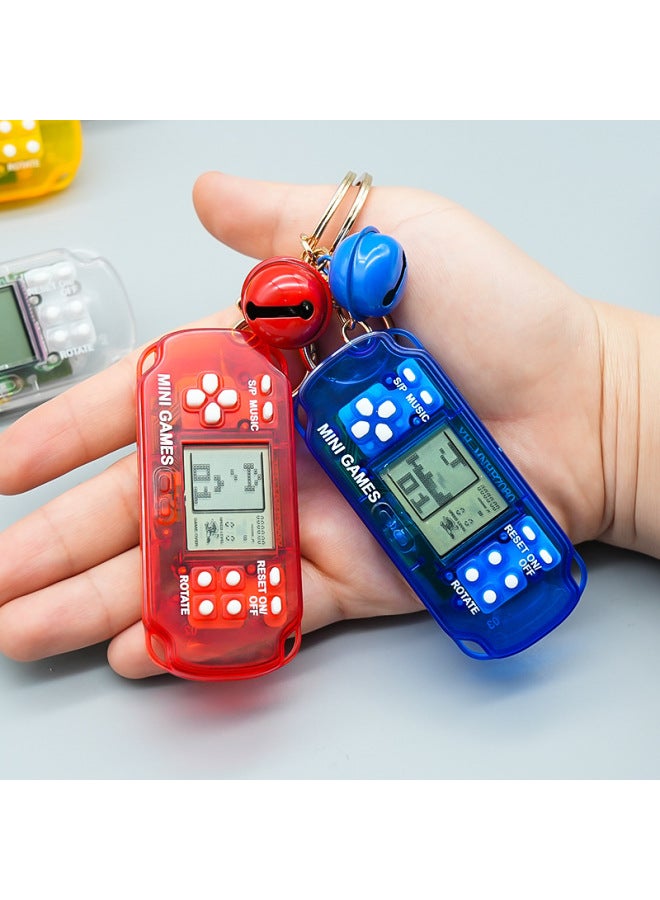 Pocket Mini PSP Video Game Machine Tetris Nostalgic Decompression Fun Small Toy Keychain Hanging Ornaments-Color:Maca Powder Keychain + Bell  - Image 5