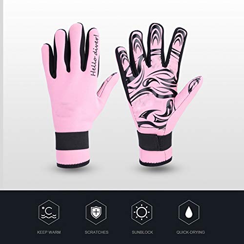 VGEBY1 2MM Neoprene Diving Gloves, Five Finger Diving Gloves for High-Performance Watersports Equipment Adult.(S-Pink) - Image 2