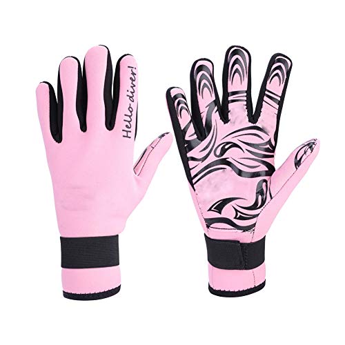 VGEBY1 2MM Neoprene Diving Gloves, Five Finger Diving Gloves for High-Performance Watersports Equipment Adult.(S-Pink) - Image 1