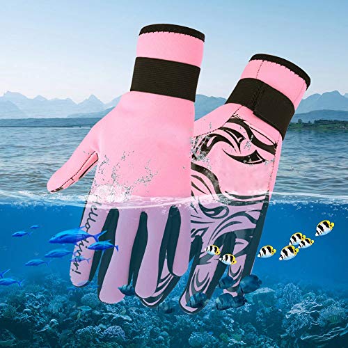 VGEBY1 2MM Neoprene Diving Gloves, Five Finger Diving Gloves for High-Performance Watersports Equipment Adult.(S-Pink) - Image 3