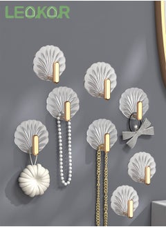 LEOKOR 8 Pcs Multipurpose Acrylic Wall Storage Hook Decorative Gold Hook Strong Adhesive Wall Hooks  - Image 1