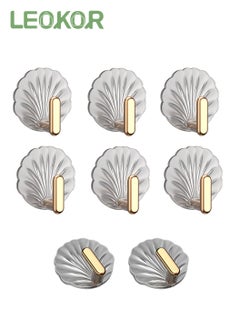 LEOKOR 8 Pcs Multipurpose Acrylic Wall Storage Hook Decorative Gold Hook Strong Adhesive Wall Hooks  - Image 2