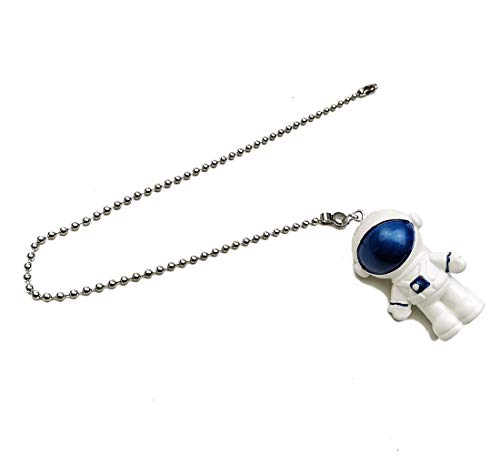 Hyamass Ceiling Fan Pull Chain Extender - 12" Decorative Ball Chain Connector with Blue Spaceman Pendant for Fan Danglers - Image 3