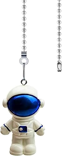 Hyamass Ceiling Fan Pull Chain Extender - 12" Decorative Ball Chain Connector with Blue Spaceman Pendant for Fan Danglers - Image 1