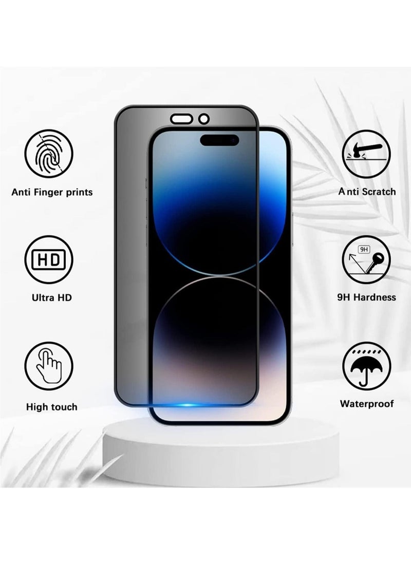 [2 Pack] Privacy Screen Protector for iPhone 16 Pro – Anti-Peep, Full Coverage Tempered Glass, Anti-Spy Privacy Protection, Scratch-Resistant, Easy Installation - Image 3