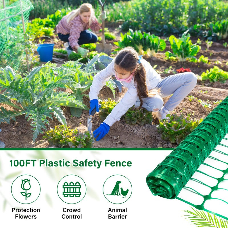 ACTREY Plastic Fencing Temporary Fence,Snow Fence 4x100 with Stakes,Garden Fencings Plastic with Poles,Reusable Safety Fences,Construction Fences,Garden Fencings Roll for Pool,Lawn,Deer - Image 3