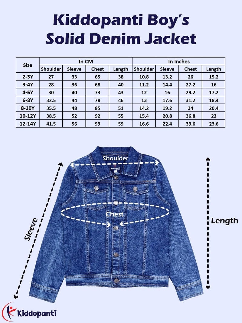 KiddoPanti Boys Denim Jacket | Cotton Poly Blend with Lycra | Washed Denim, Full Sleeve | Button Closure & Front Flap Pockets | Collared Neck, Mid Wash - 4-6Years, Standard Length - Image 5