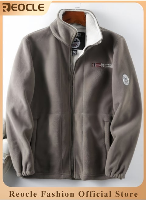 Warm Sherpa Jacket for Men Winter Coats Outwear Winter Full-Zip Polar Fleece Sport Jacket with Pockets Unisex 360-Degree Ultra-Warm Sherpa Jacket
