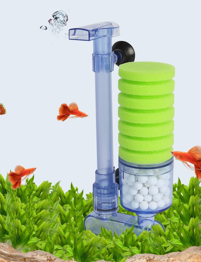 UPETTOOLS Aquarium Biochemical Sponge Filter Ultra Quiet Aquarium Air Pump Bio Sponge Fish Tank Foam Filter Comes with 2 Sponges 2of Bio Ceramic Media Balls - Image 1