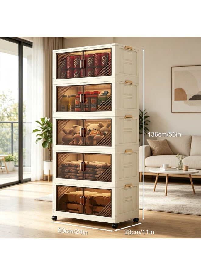 Besswin size 136*60*28cm | 5 Layer Large Capacity Plastic Stackable Wide Drawer Storage Cabinet, Plastic Home Storage Box, Plastic Toys Storage Rack, Bedside Table, Floor Storage Organizer with 5 Drawer - Image 2