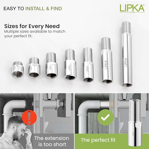 Lipka Full Brass Extension Nipple (3 inches) for Pipe Fittings | Pack of 1 | Chrome Finish - Image 5