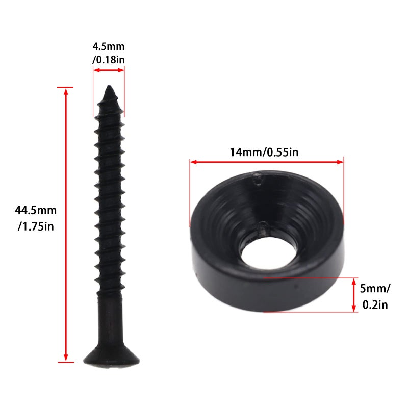 Cheerock Black Guitar Neck Joint Bushings and Bolts, 8pcs Metal Guitar Neck Ferrules with Screws, Guitar Neck Replacement Parts Compatible with Electric Guitar or Bass - Image 3
