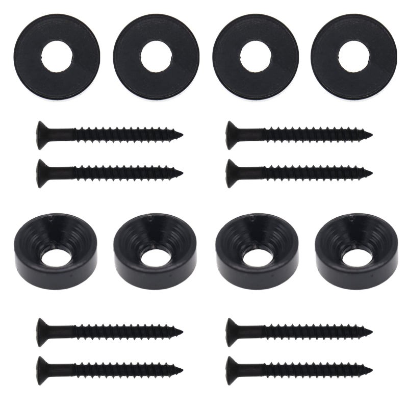 Cheerock Black Guitar Neck Joint Bushings and Bolts, 8pcs Metal Guitar Neck Ferrules with Screws, Guitar Neck Replacement Parts Compatible with Electric Guitar or Bass - Image 2
