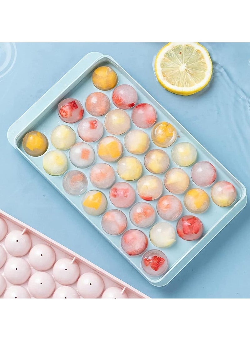 Huitich 33-Square & Circular Ice Cube Tray Multipurpose Food-Grade Freezer Mold with Lid Blue 25x15x2cm  - Image 2