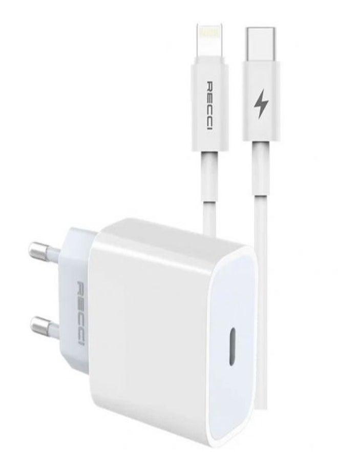 Recci - Recci 20W Adapter Charger with Lightning Cable - White - Image 1