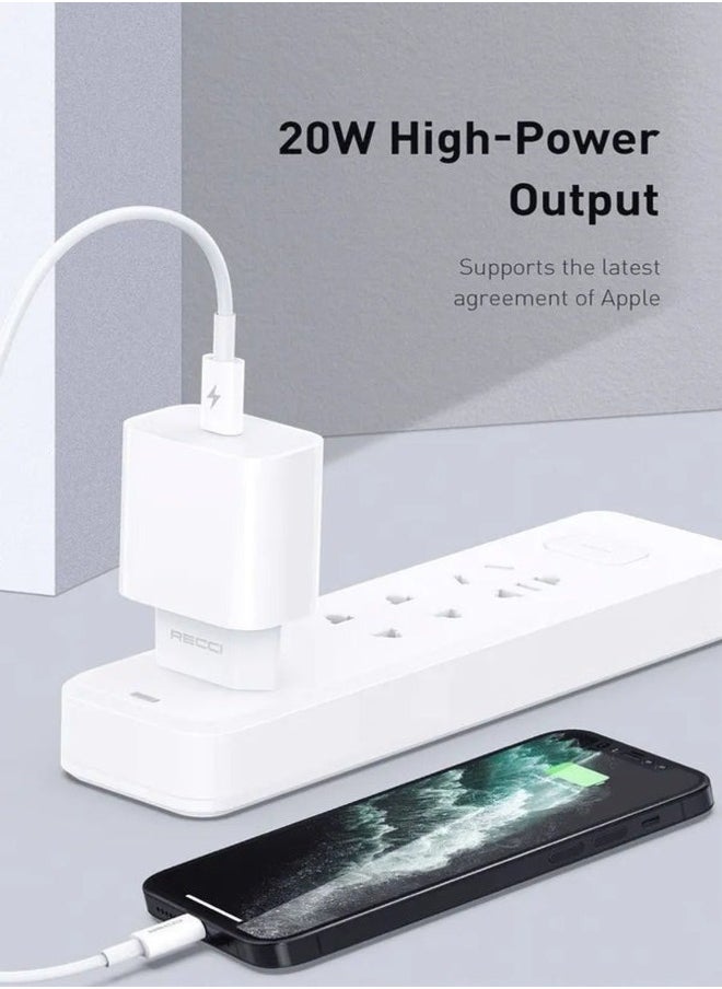 Recci - Recci 20W Adapter Charger with Lightning Cable - White - Image 1