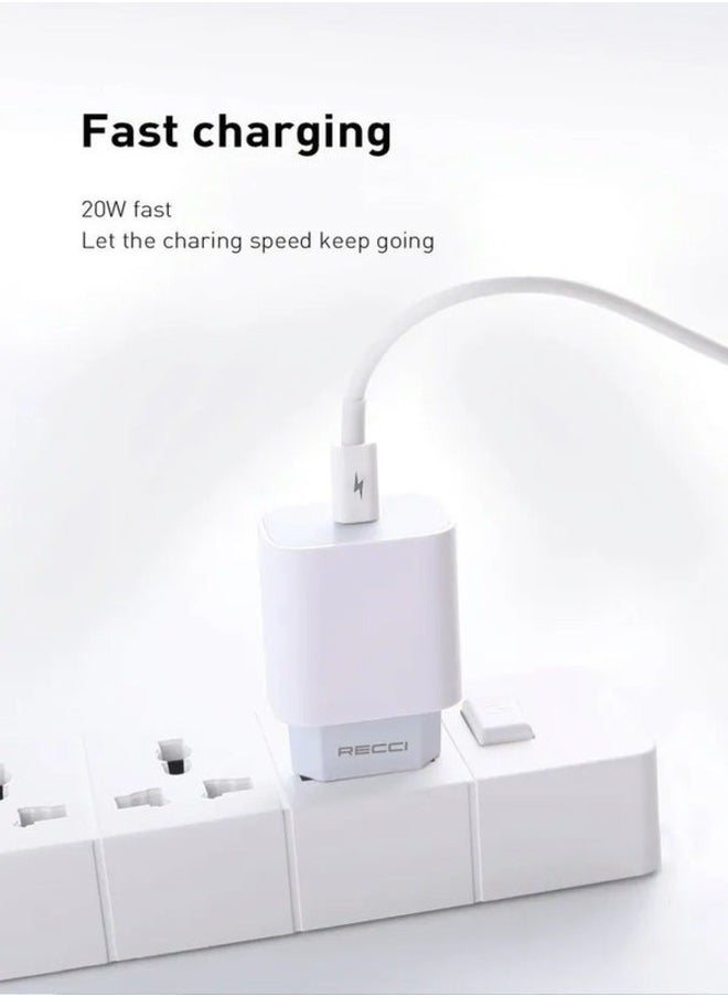 Recci - Recci 20W Adapter Charger with Lightning Cable - White - Image 1