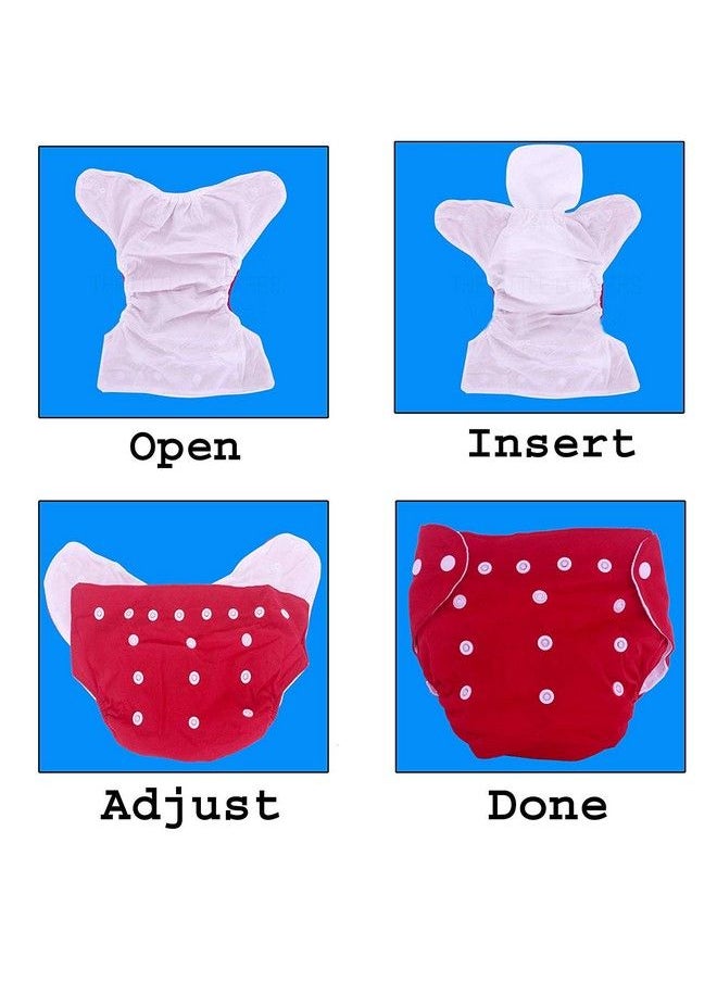 The Little Lookers - � Adjustable Cotton Pocket Diapers & Reusable Baby Washable Cloth Diaper Nappies For Babies;Infants;Toddlers ; Age 0 To 18 Months ; Pack Of 5 (Random Color) - Image 1