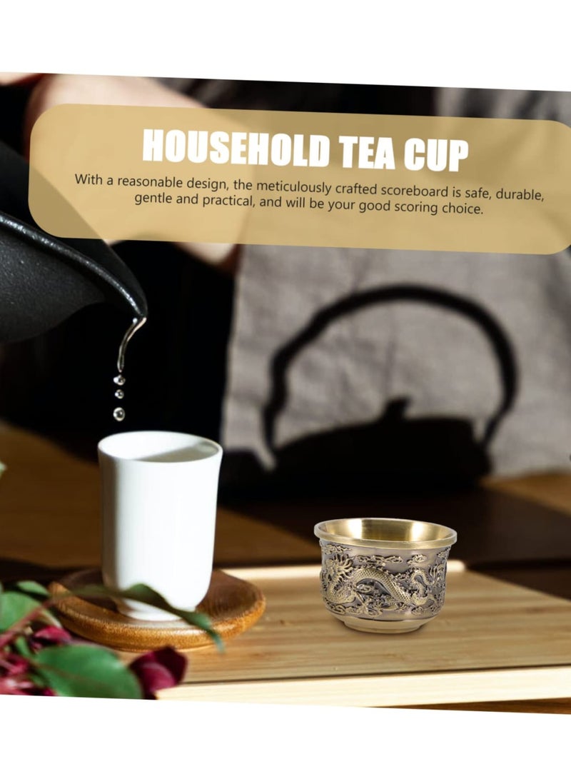 SOLARAE Chinese Tea Set Kung Fu Tea Set 2 Pieces Dragon And Phoenix Cup Kung Fu Teacups Chinese Copper Tea Cup Mug Vintage Home Decor Alloy Drink Cup For Adults Tea Sets For Men Women Ceremony Gifts - Image 4