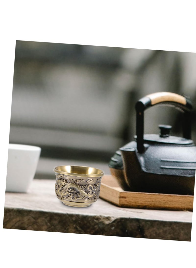 SOLARAE Chinese Tea Set Kung Fu Tea Set 2 Pieces Dragon And Phoenix Cup Kung Fu Teacups Chinese Copper Tea Cup Mug Vintage Home Decor Alloy Drink Cup For Adults Tea Sets For Men Women Ceremony Gifts - Image 5