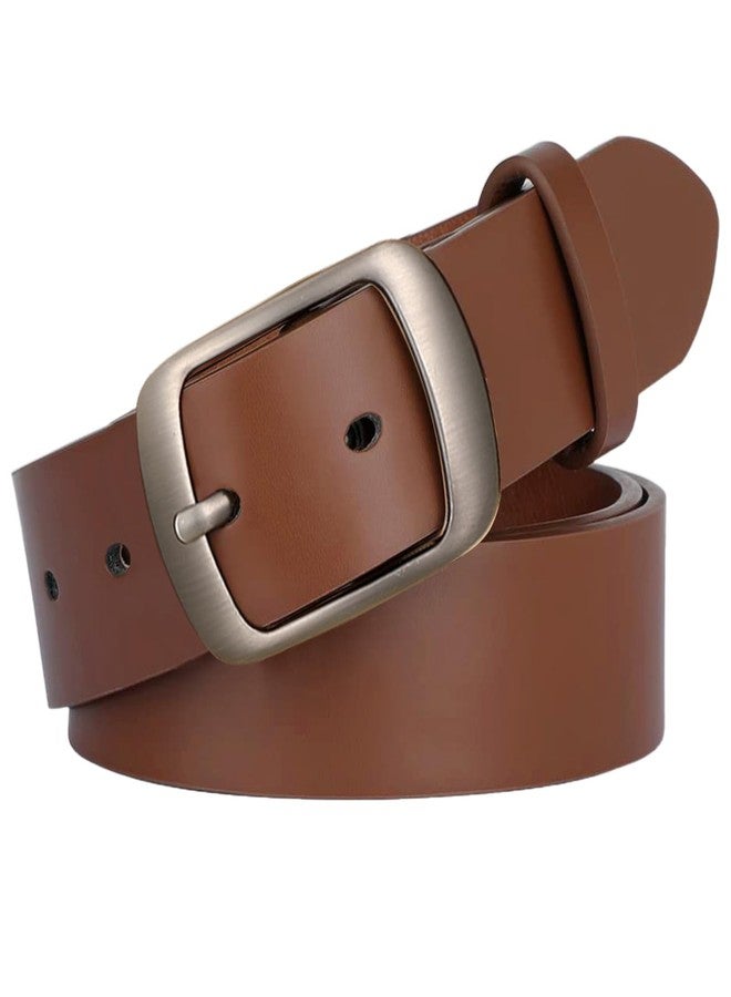 SUOSDEY Women Belts For Jeans Dresses Pants Ladies Light Coffee Belt Leather Waist Belt with Elegant Buckle Width 1.3" - Image 1