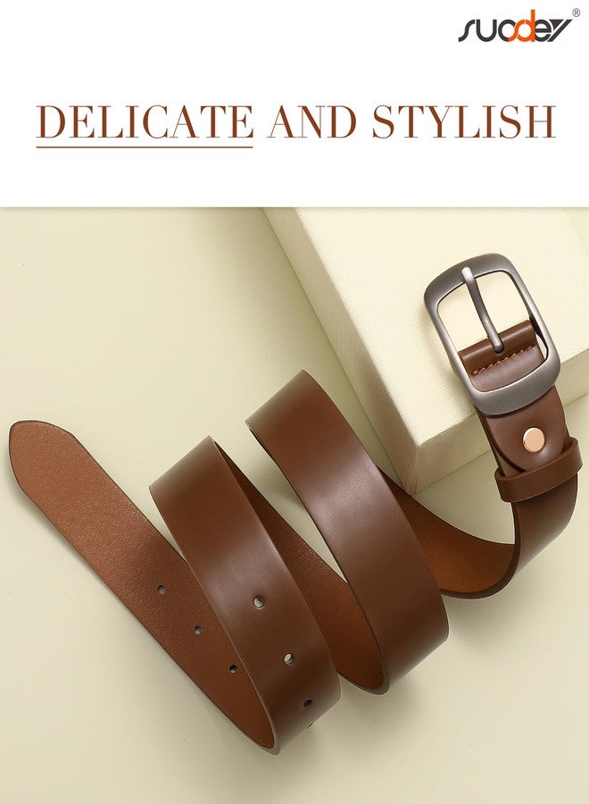SUOSDEY Women Belts For Jeans Dresses Pants Ladies Light Coffee Belt Leather Waist Belt with Elegant Buckle Width 1.3" - Image 5