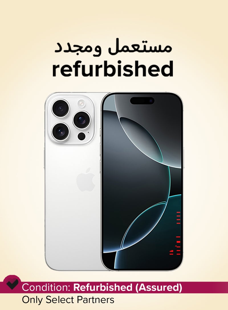 ابل  مجدد - آيفون 16 برو 256 جيجابايت أبيض تيتانيوم 5G مع فيس تايم - النسخة الدولية - Image 1
