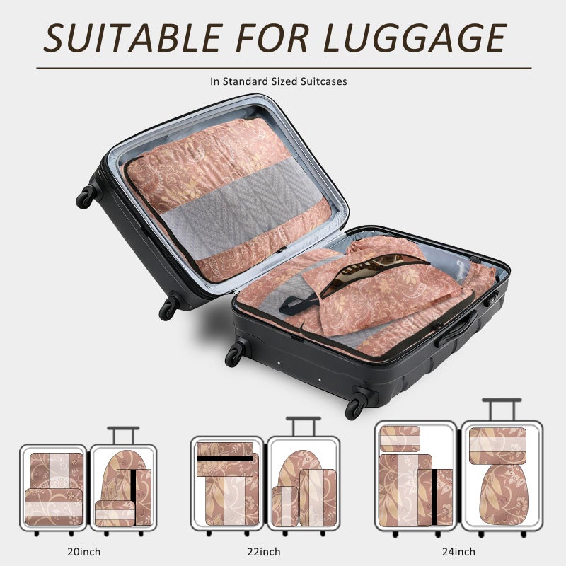 U+U 5 Set Packing Cubes for Travel Essentials Ultralight Luggage Packing Organizers with Laundry Bag and Shoe Bag for Vacation, Business Trip and Camping (Paisley Pattern) - Image 5