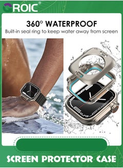 GROIC 2 in 1 Titanium Gold Waterproof Case for Apple Watch Series 8 7 45mm Screen Protector Case, Front & Back Full Protective Bumper Face Cover for Men Women  - Image 5