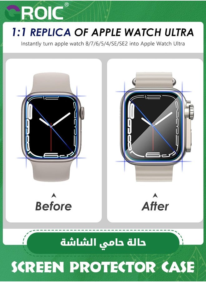 GROIC - 2 in 1 Titanium Gold Waterproof Case for Apple Watch Series 8 7 45mm Screen Protector Case, Front & Back Full Protective Bumper Face Cover for Men Women - Image 1