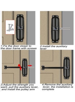 SYOSI Automatic Door Closer, SYOSI Safety Wheel Roller Spring Door Closer Easy to Install to Convert Hinged Doors to Self-Closing Diecast Construction Black  - Image 4