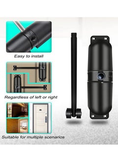 SYOSI Automatic Door Closer, SYOSI Safety Wheel Roller Spring Door Closer Easy to Install to Convert Hinged Doors to Self-Closing Diecast Construction Black  - Image 3