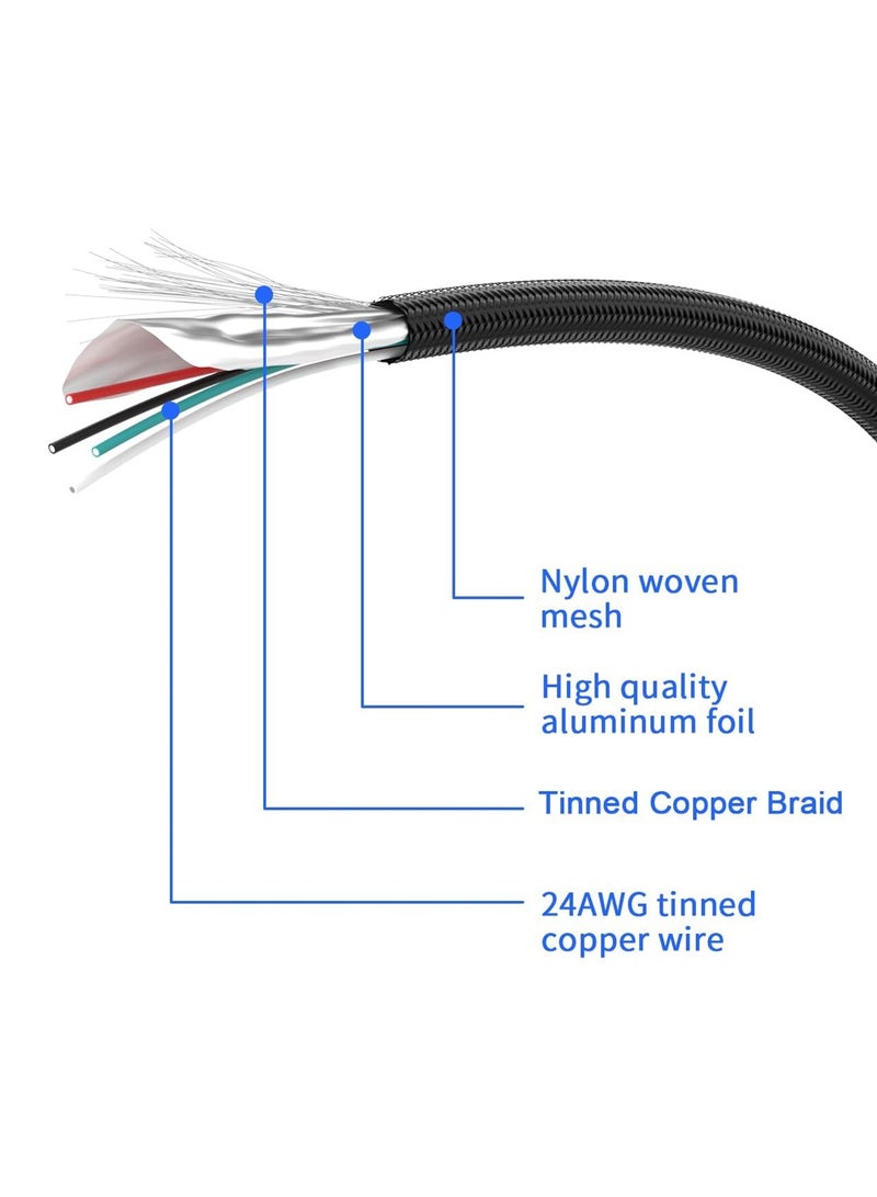 USB 2.0 Motherboard Header Extension Cable, 9 pin USB Header Male 1 to 4 Female Motherboard Extension Cable, 2.0 HUB Connector Adapter, USB Splitter for PC Motherboard, Cord Braided Black - Image 4
