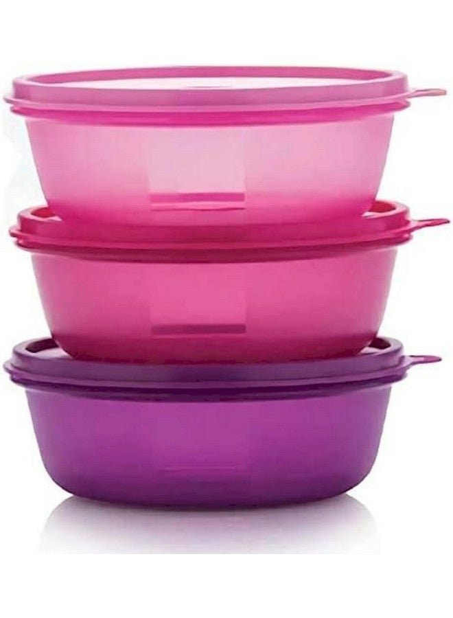 Tupperware طقم حاويات تخزين الطعام من توبراوير بلاستيك وردي وبنفسجي (600 مل × 3 قطع) - Image 1