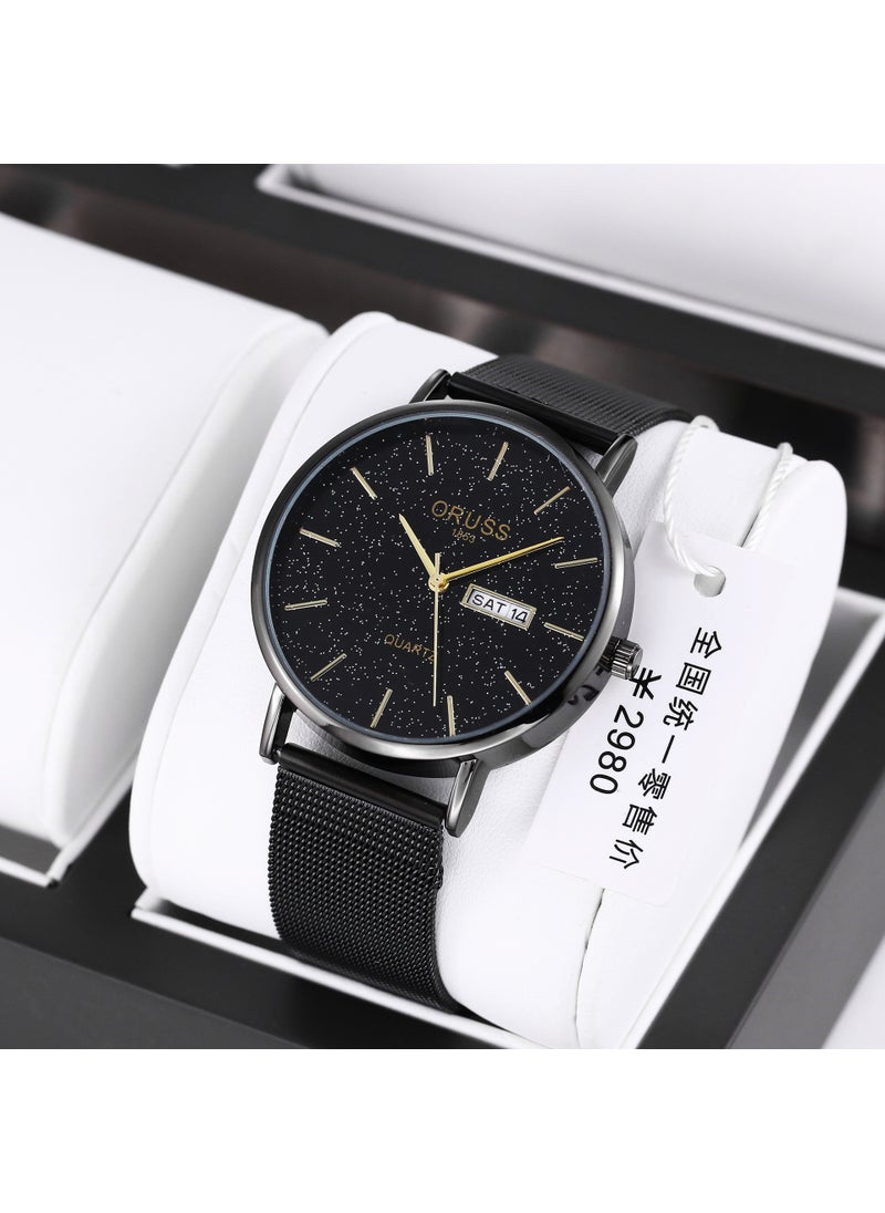 Generic - Swiss Automatic Movement Mens Calendar Watch Net with stars [double calendar] men - Image 1