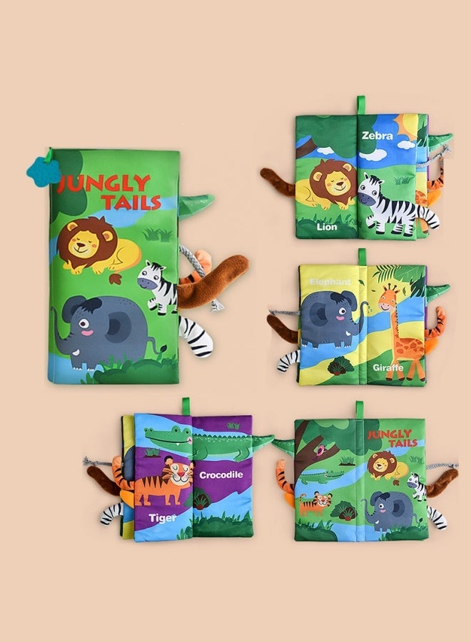 Soft Baby Cloth Book,Baby Touch And Feel Crinkle Cloth Books,Baby Early Development Toys,Touch And Feel Sensory Crinkle Book With Teether,Early Development Interactive & Stroller Toys,4 Pages 8 Sides,For Boys And Girls(Forest Animals) - Image 2