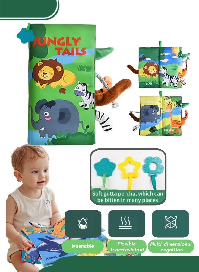Soft Baby Cloth Book,Baby Touch And Feel Crinkle Cloth Books,Baby Early Development Toys,Touch And Feel Sensory Crinkle Book With Teether,Early Development Interactive & Stroller Toys,4 Pages 8 Sides,For Boys And Girls(Forest Animals) - Image 1