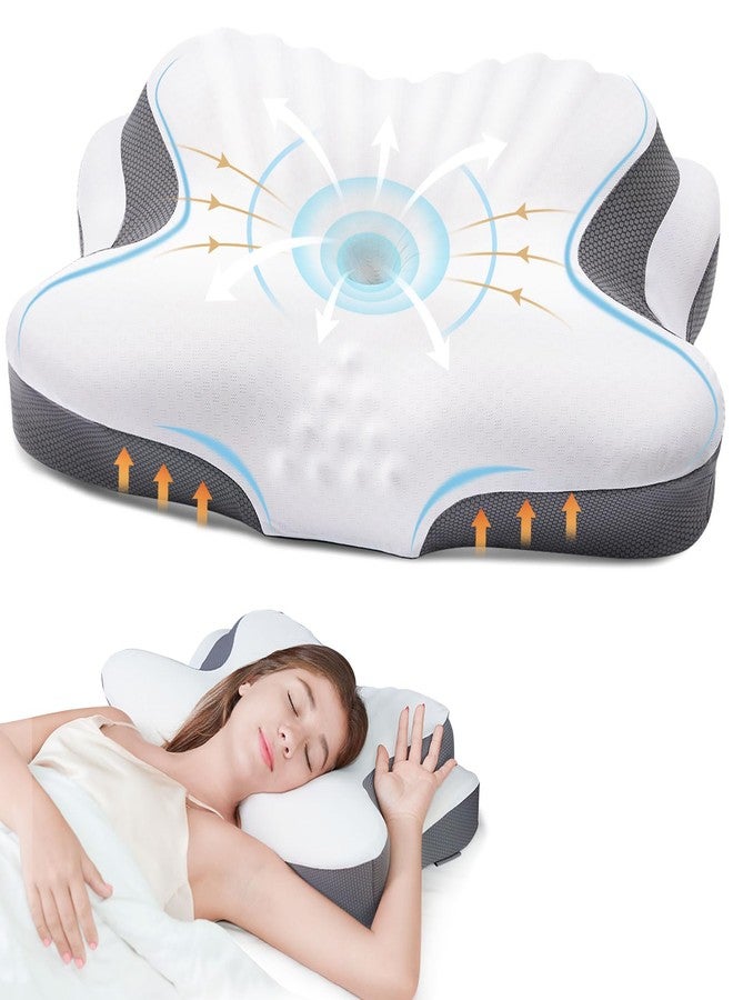FAIORD Cervical Pillow for Neck and Shoulder Pain, Ergonomic Contour Orthopedic Pillow with Cooling Pillow Covers & Support Sticks, Memory Foam Pillows for Side, Back and Stomach Sleepers Pain Relief - Image 1