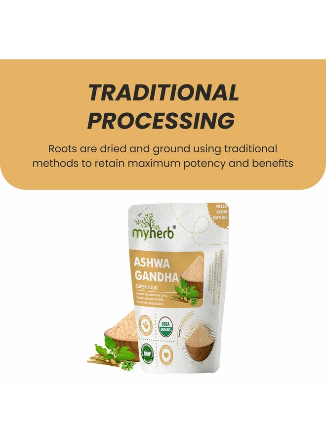 MYHERB 100% Pure Natural Organic Ashwagandha Powder || 100 Gm || Withania Somnifera || Ayurvedic Formula || Support for Stress-free Living- For Men And Women - Image 3