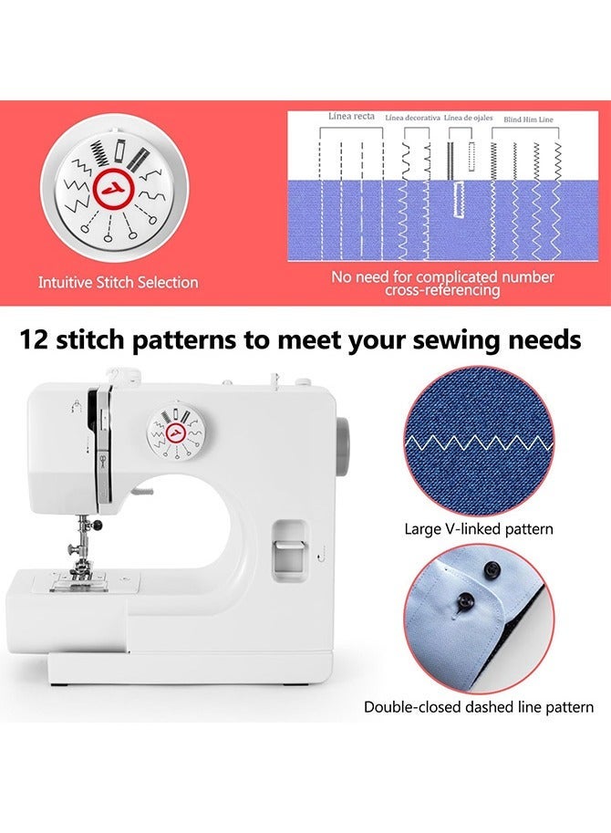 Joshberg Sewing Machine, Mini Sewing Machines, Electric Portable Sewing Machines for Beginners, 12 Stitch Dual Speed with Foot Pedal & Sewing Kit, Ideal for Clothes, Pillowcases, Sheets - Image 4