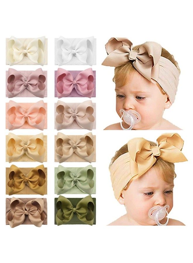 Yxiang 12Pcs 6" Baby Headband Bows Soft Nylon Hairbands Cute Big Bow Super Elastic Headband For Baby Girls Newborn Infant Toddlers - Image 1
