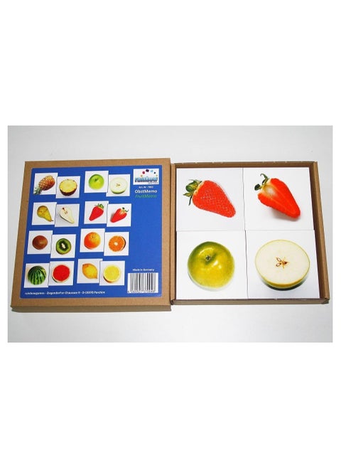 Memo Fruit Small Compact Tactile Memory Matching Game - 8 Pairs Memo Board for Visually Impaired Children - Educational Toy For Learning And Fun
