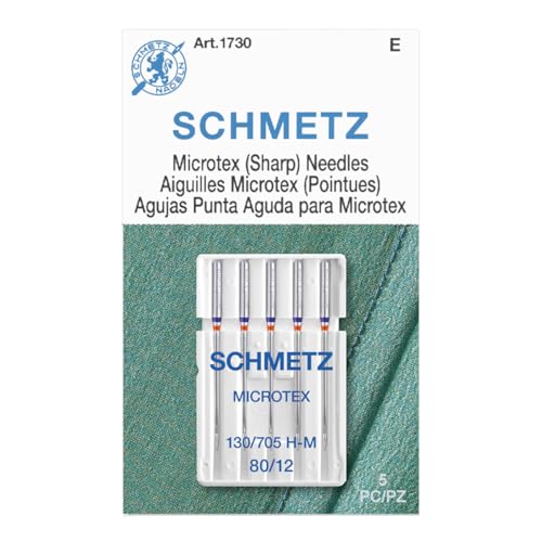 SCHMETZ Microtex Sharp Sewing Machine Needles - Quilting & Topstitching Supplies, Size 80/12, 5-Needle Card, Pack of 1 - Image 1